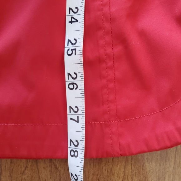 Cole Haan Packable Hooded Rain Jacket Women Red XS Back Bow Long Coat Valentines - Picture 7 of 15